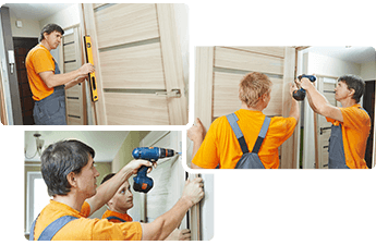 Door fitters while working in a London property