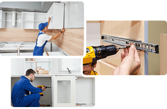 Kitchen fitter while working in London property