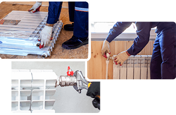Certified plumber installing radiators in a London property