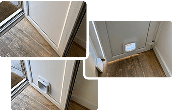 Reliable cat flap fitting in a PVC door in a London property