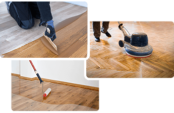 Wood floor repair service in a London property