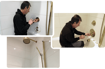 Handyman repairing a shower in a London property