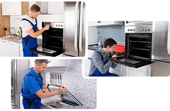 Cooker and oven repair technicians while working