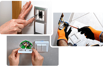Electrician replacing light switches in a London property